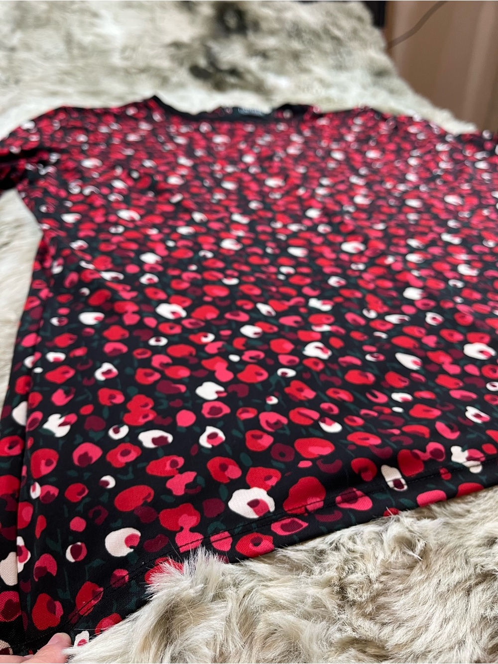 Lauren Ralph Lauren Black Short Sleeve Tee with Red and White Print